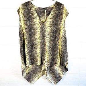 ☀️Rachel Roy Women's L Black Hi Low Print Blouse